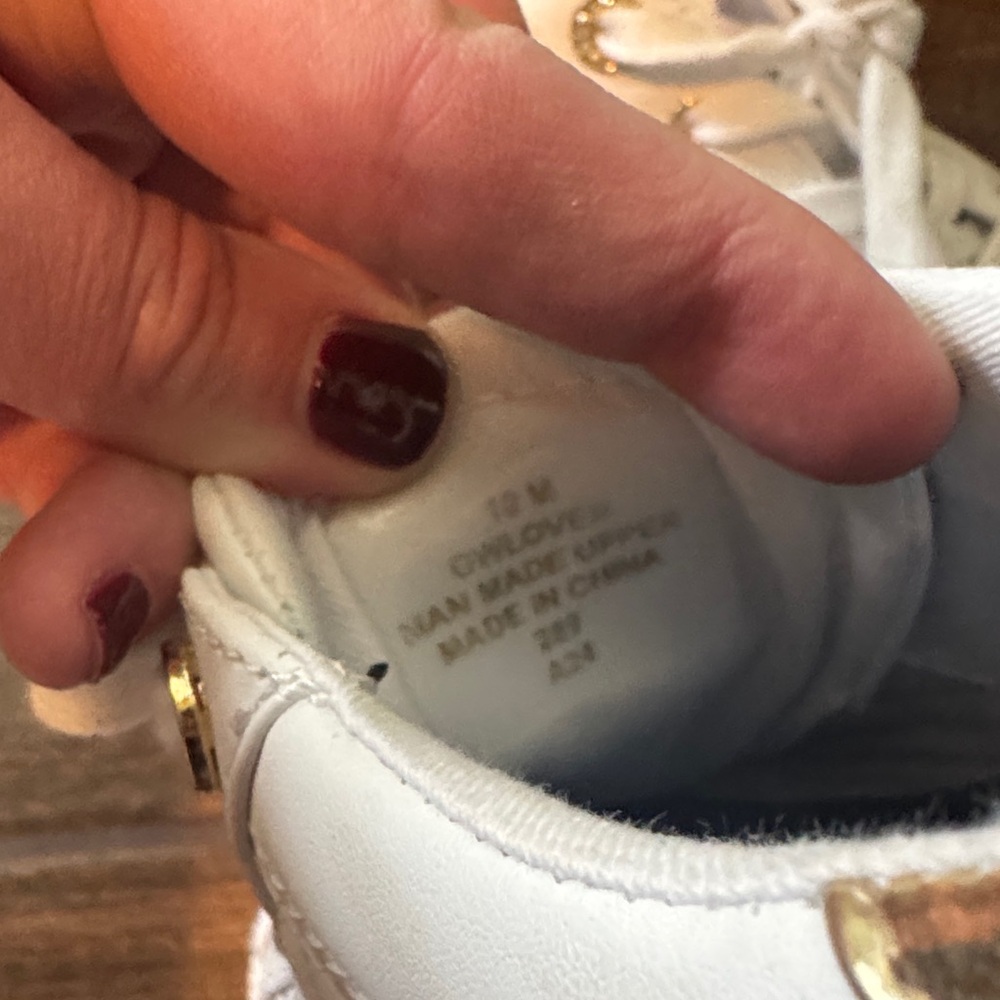 Guess Women's Quilted White and Gold Sneakers - Picture 3 of 6